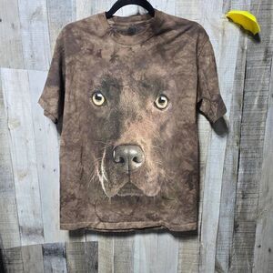 The Mountain Brown Lab Dog Graphic T-Shirt Tie-Dye Brown Big Graphic Print